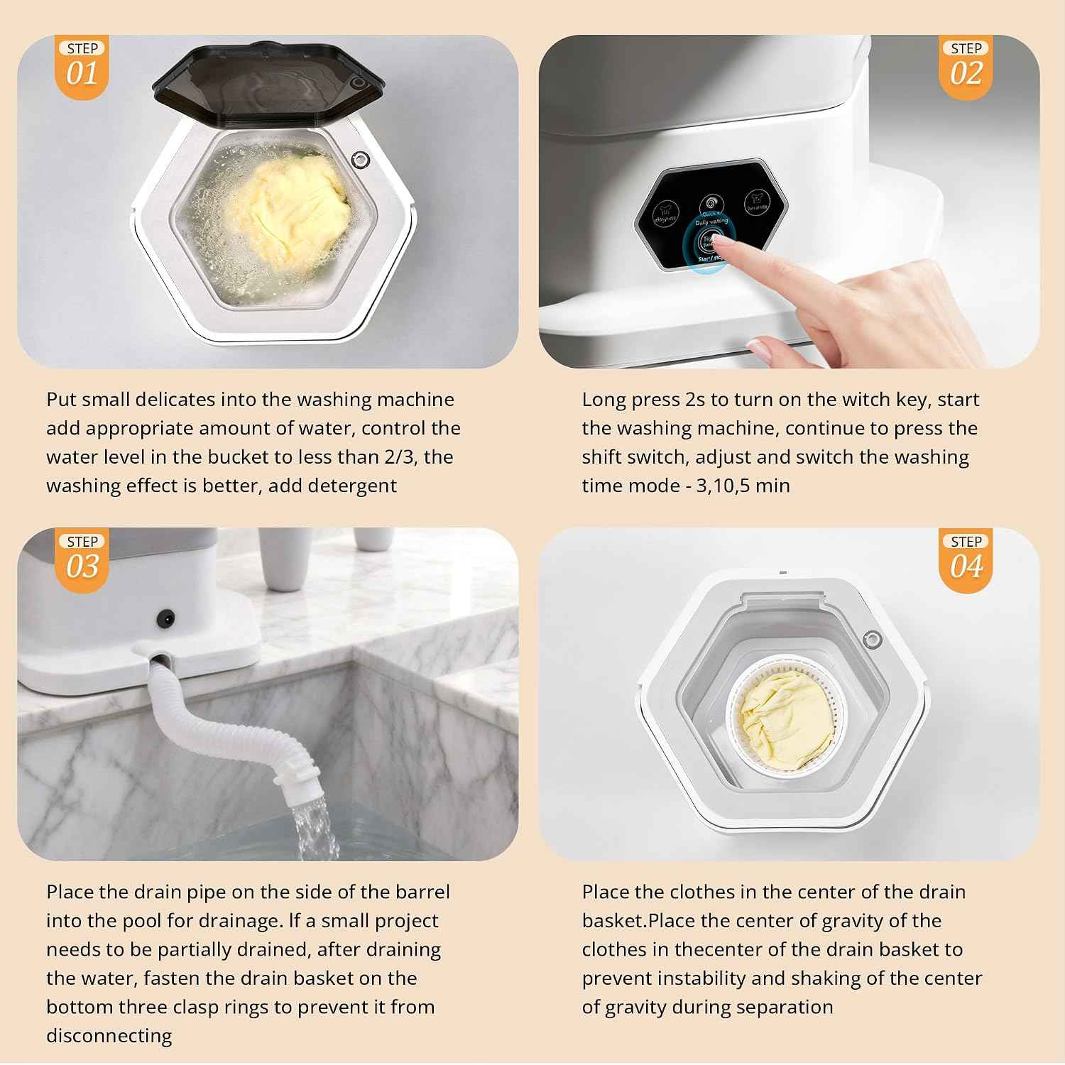 Welsteepse Portable Washing Machine, 16L Upgraded Mini Washer with Spin Basket Laundry Machine for Baby Clothes, Underwear, Socks; Ideal for Travel, Dorms, Camping