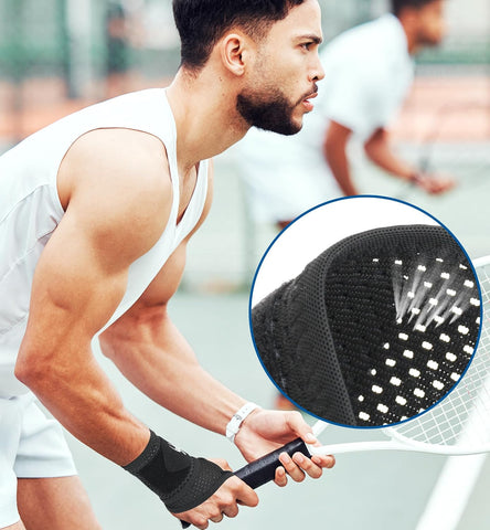 HiRui 2-Pack Ultra-Thin Mesh Wrist Wraps - Breathable, Adjustable Wrist Support for Workouts & Daily Use - Unisex Wrist Brace for Pain Relief, Tendonitis, Carpal Tunnel - One Size Fits All (Black)