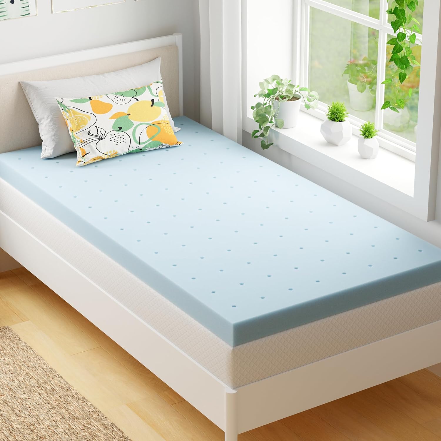 EGOHOME 2 Inch Twin Memory Foam Mattress Topper- Cooling Gel Infused