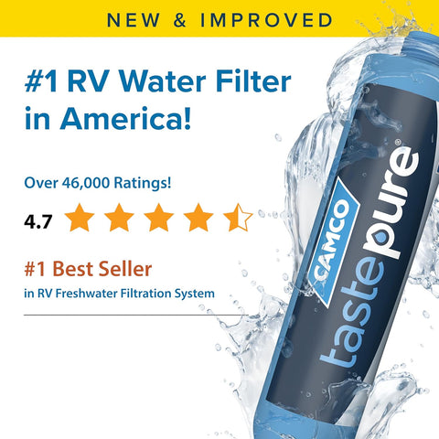 Camco Tastepure RV Water Filter - GAC & KDF Filtration - Made in the USA