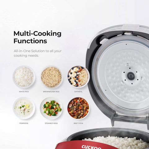CUCKOO Micom Fuzzy Logic Rice Cooker, 6-Cup Cooked, Red, CR-0351FR