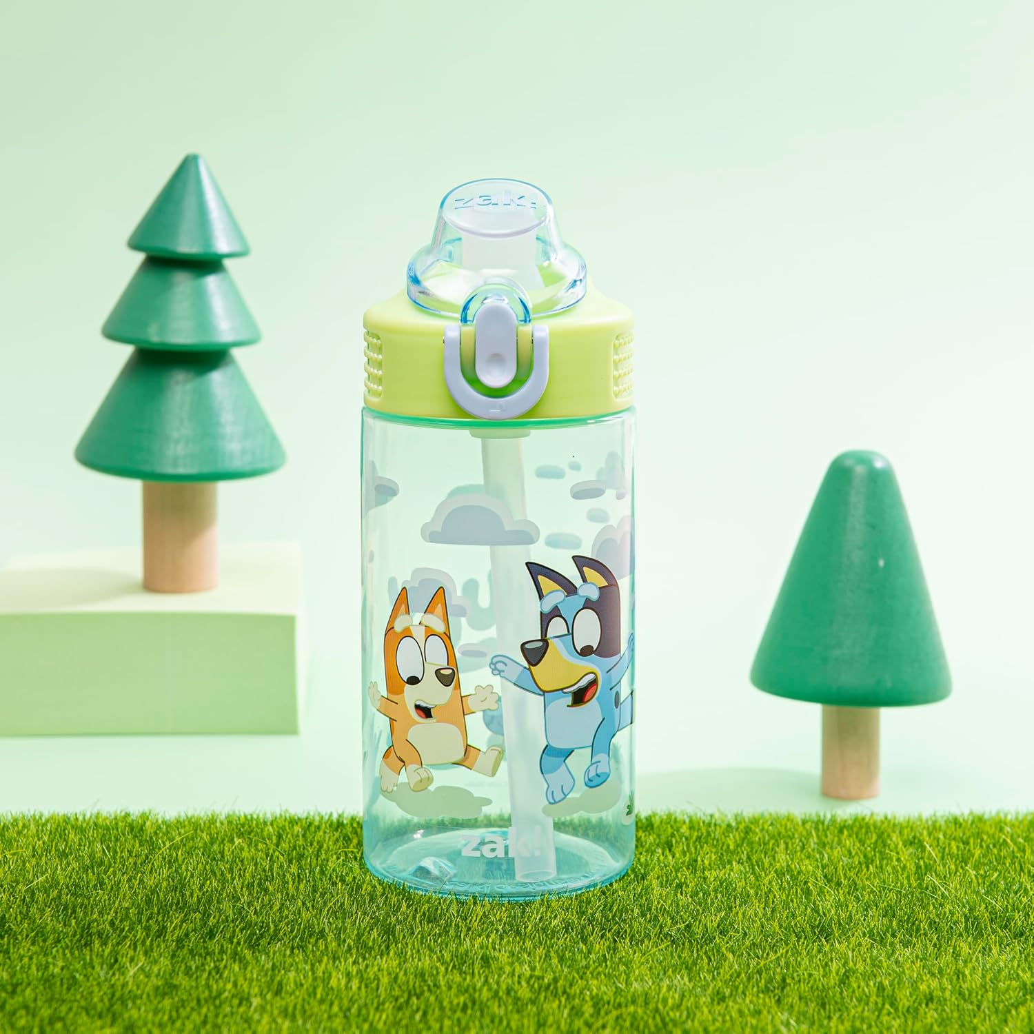 Zak Designs Bluey Sage 16oz Leak-Proof Straw Kids Water Bottle