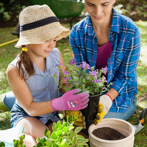 Kids Gardening Gloves, Latex Coated Toddler Yard Gloves, 2 Pairs (8-10 YRS)