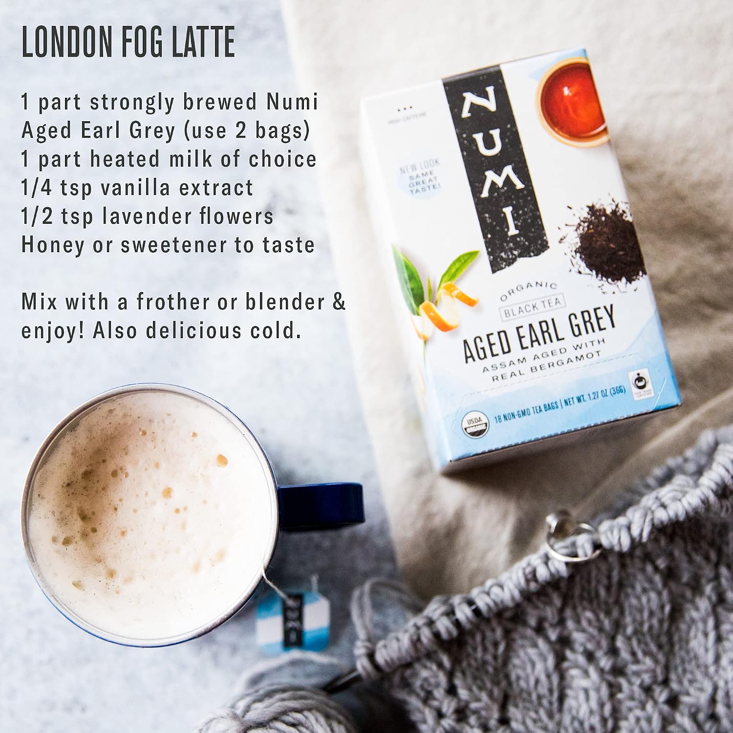 Numi Organic Aged Earl Grey Tea, 100 Black Tea Bags with Real Bergamot | Assam Black Tea with Bergamot Oil, Bright & Balanced