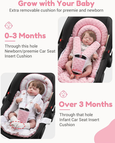 BOMOLOUR Infant Car Seat Insert for Baby Head Body Support, Pink