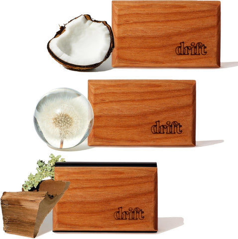 Drift Car Air Freshener - The Original Wood Air Freshener - Car Odor Eliminator - Long Lasting Scent - Metal Clip - Essential Oils - Clean Ingredients - Variety 3 Pack Refill - NO CLIP INCLUDED