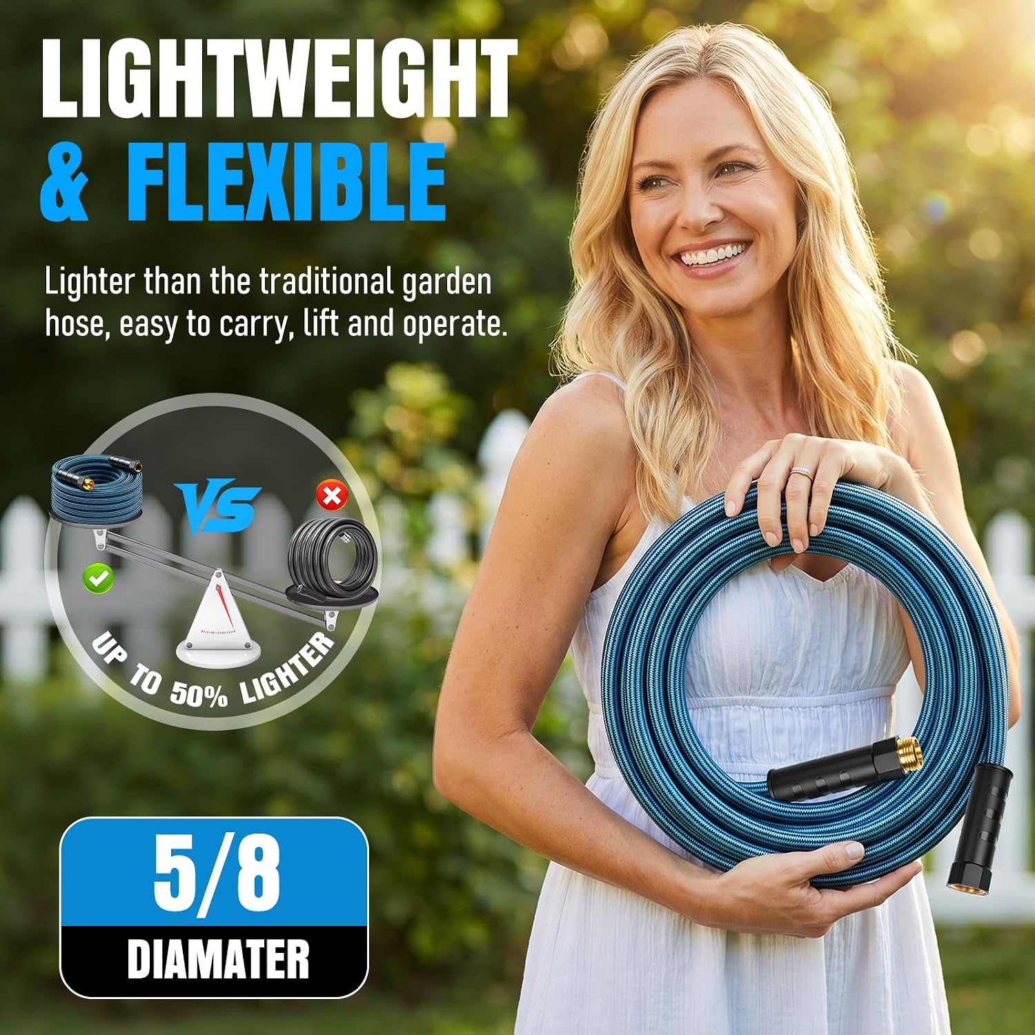 Garden Hose 25 ft, Non-Expanding Lightweight Kink-Free Flexible Water Hose