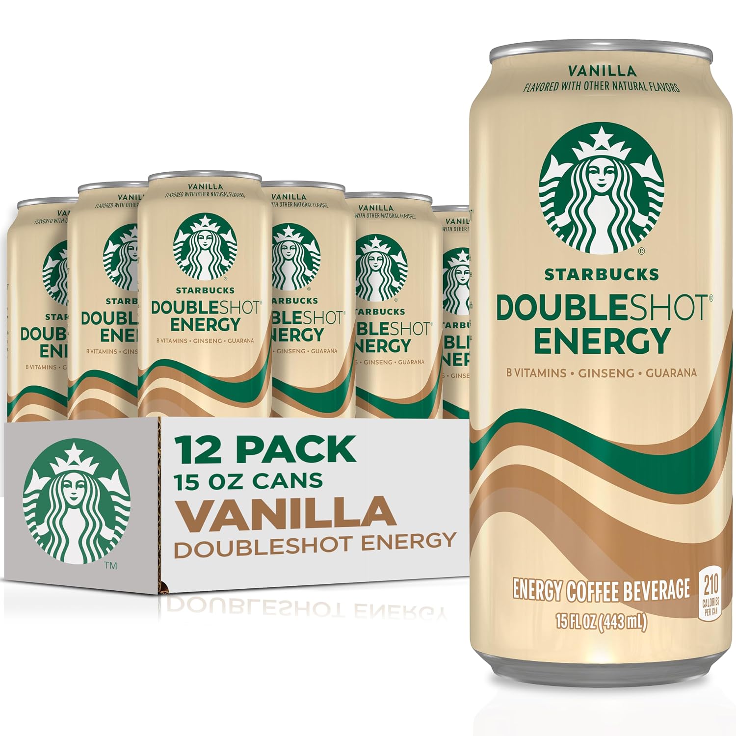 Starbucks Doubleshot Energy Drink Coffee Beverage, Vanilla, Iced Coffee, 15 fl oz Cans (12 Pack)