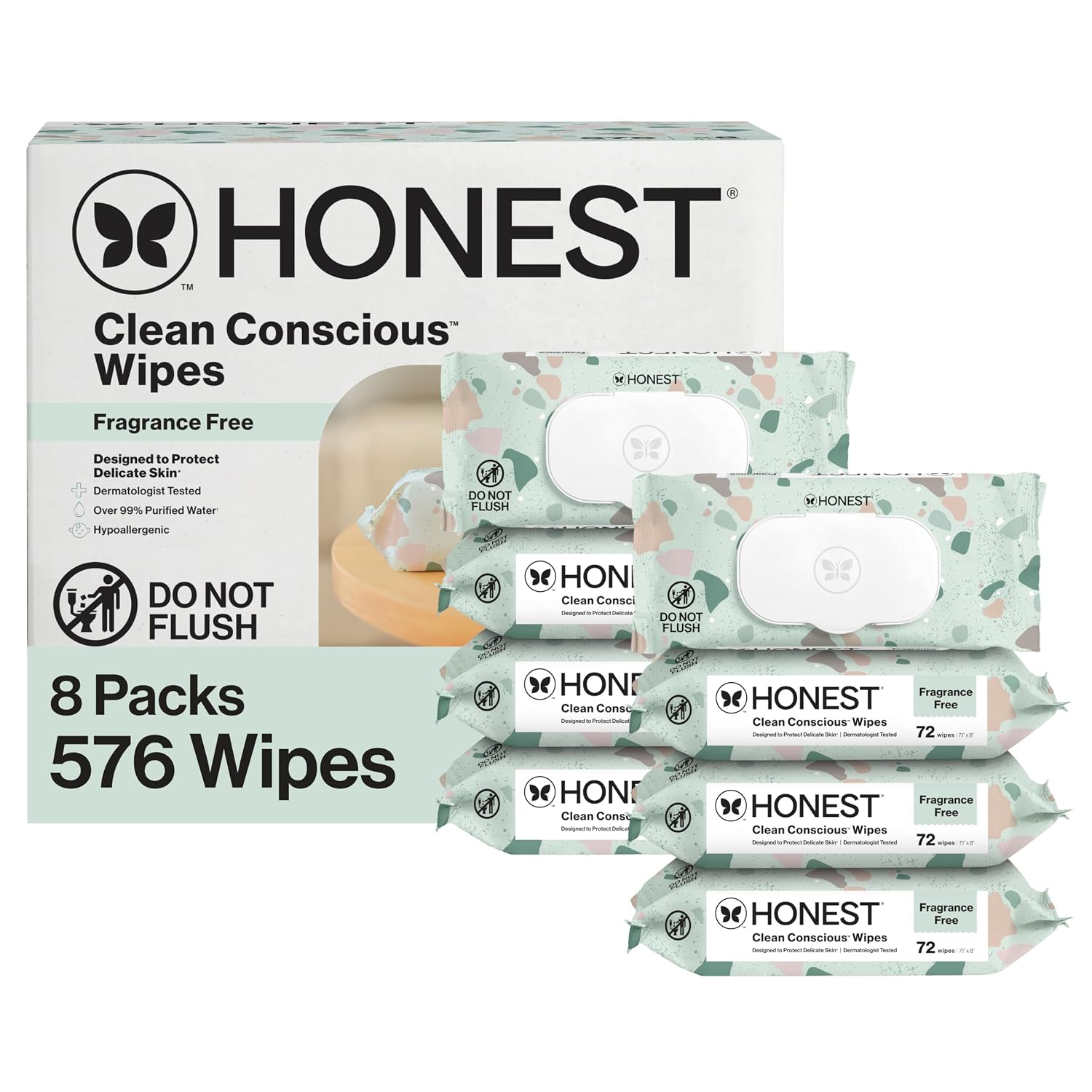 The Honest Company Multi-Use Baby Wipes, Geo Mood, Unscented, 576 Count