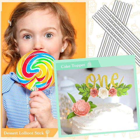 Zopeal 200 Pcs Acrylic Lollipop Stick Cake Pop Rod, 8 x 0.12 Inches, Clear