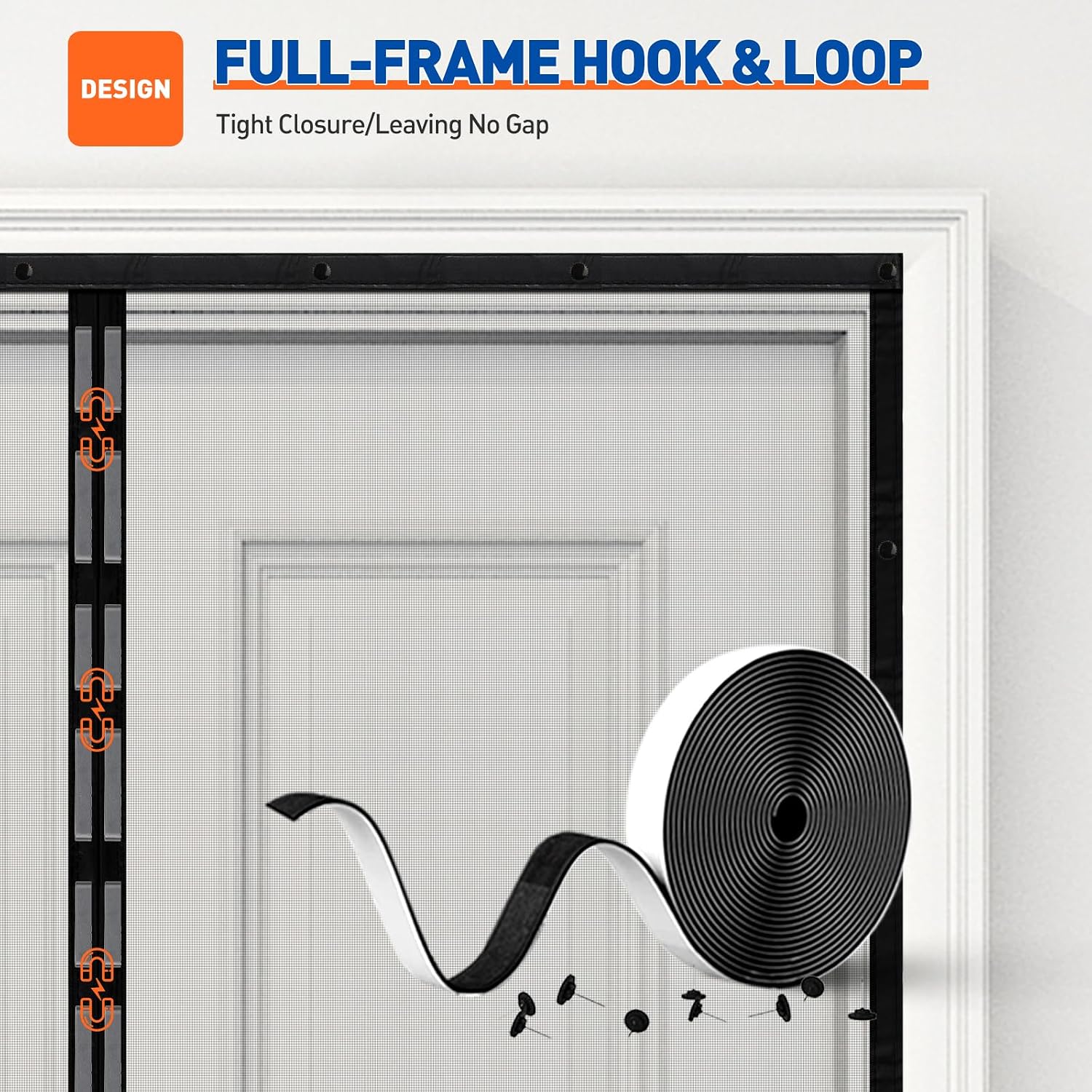 MAGZO Magnetic Screen Door Fits Door Size 27"x80", Hands-Free Mesh Gray