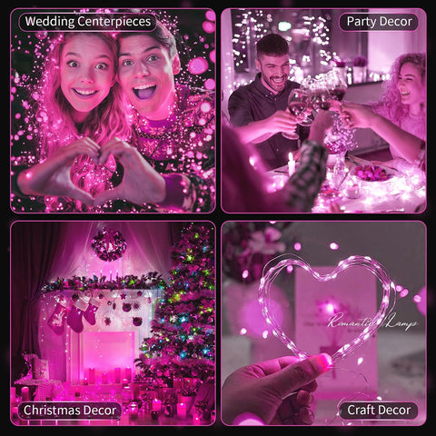 20 Pack LED Fairy Lights Battery Operated,20 LED Waterproof Mini Twinkle String Lights for Wedding Valentine's Day Christmas Decorations,Pink