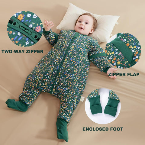Mosebears Cotton Toddler Sleep Sack with Feet 2.5 TOG Ultra Soft Toddler Sleeping Sack Walker Wearable Blanket