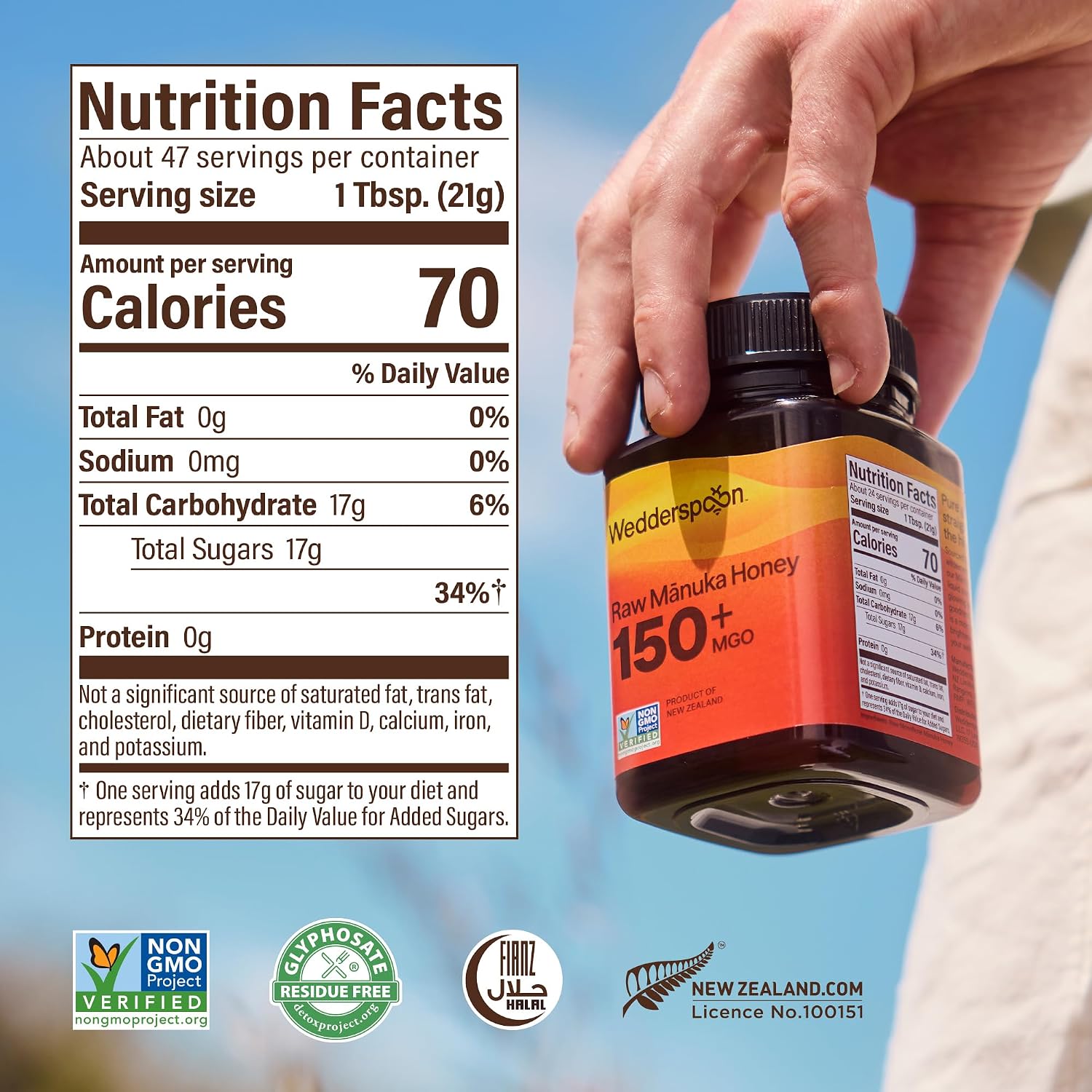 Wedderspoon Raw Manuka Honey 150+ MGO, 35.2 Oz