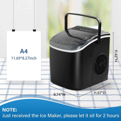 Simple Deluxe Ice Maker for Countertop, Self-Cleaning, Portable Ice Machine with Scoop and Basket, 26lbs Ice/24Hrs, 6 Mins 9 Bullet Ice, 13.7lbs, for Home Kitchen Office, Black