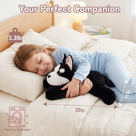 Niuniu Daddy Weighted Stuffed Animals, 20 in 3.3 lbs Husky Plushie Lap Pad