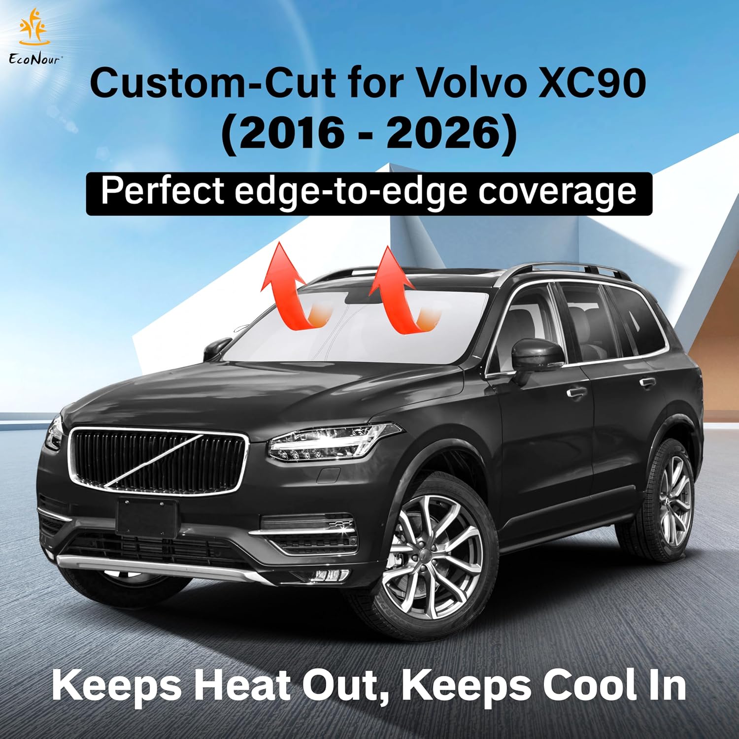 EcoNour Windshield Sunshade Compatible for Volvo XC90 2016-2024 2025 2026