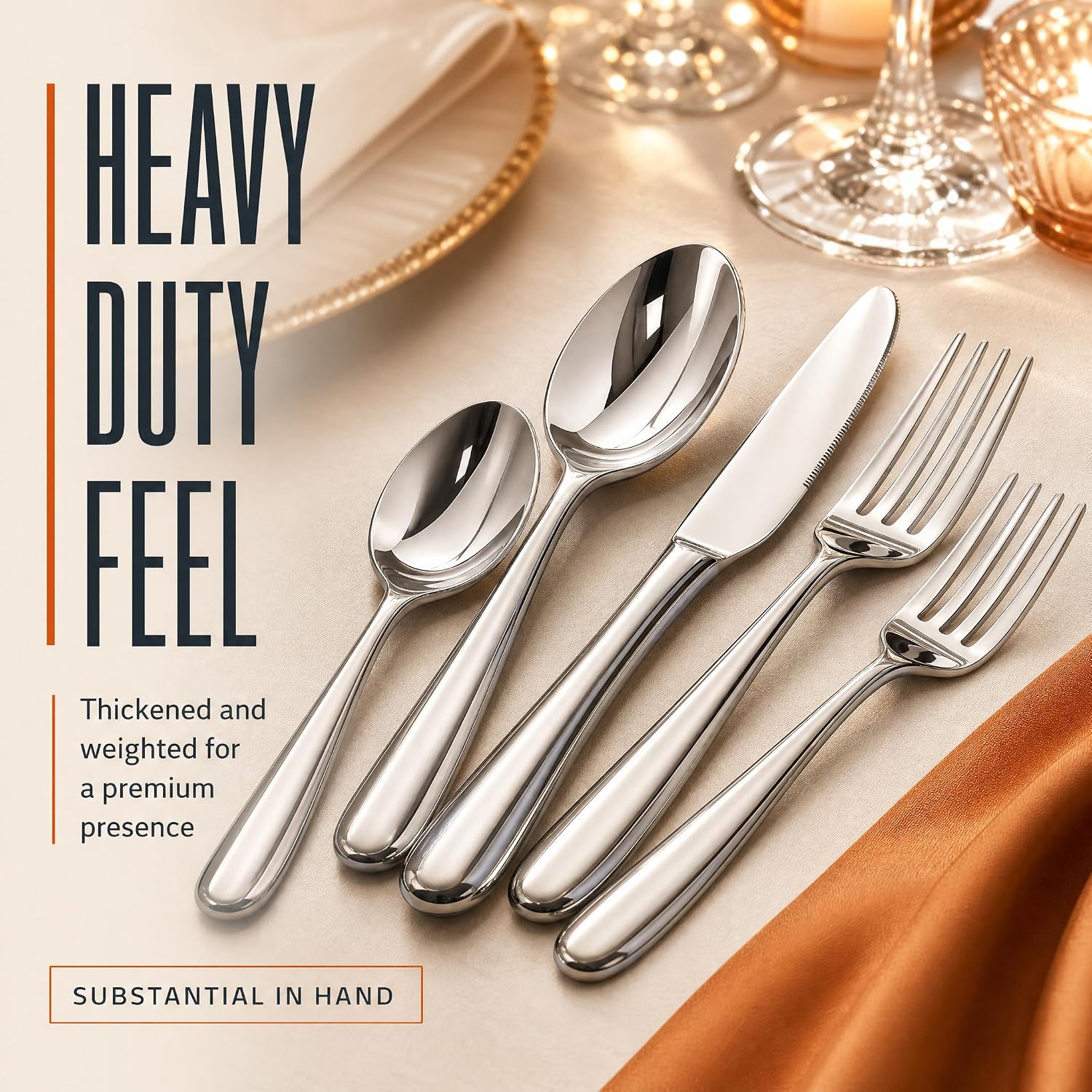 Silverware Set for 12, Heavy Duty Stainless Steel Silverware Set,60 Piece