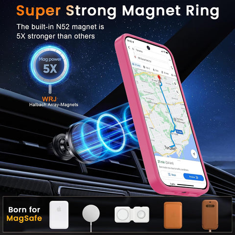 WRJ Magnetic for Pixel 11 Pro XL Case Fit for Pixelsnap, Hot Pink