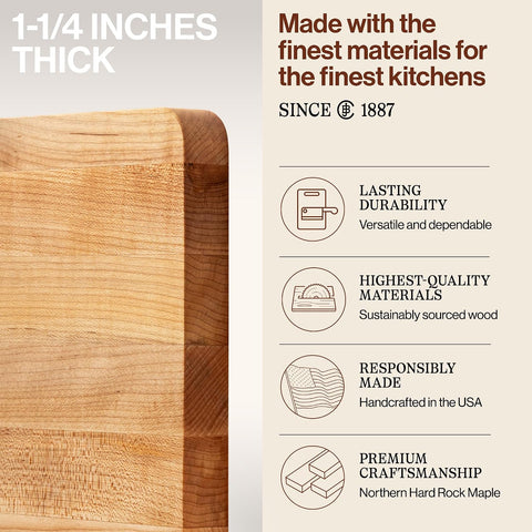 John Boos Chop-N-Slice Series Rectangular Wooden Maple Cutting Board