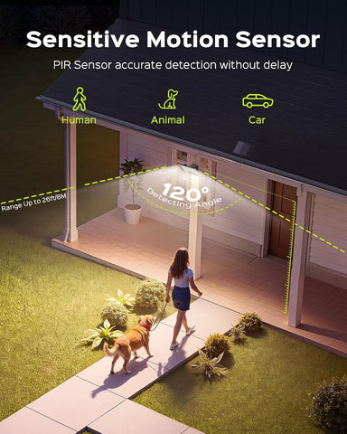 JACKYLED Motion Solar Lights Outdoor, 113 LED Cool White Bright 2 Pack