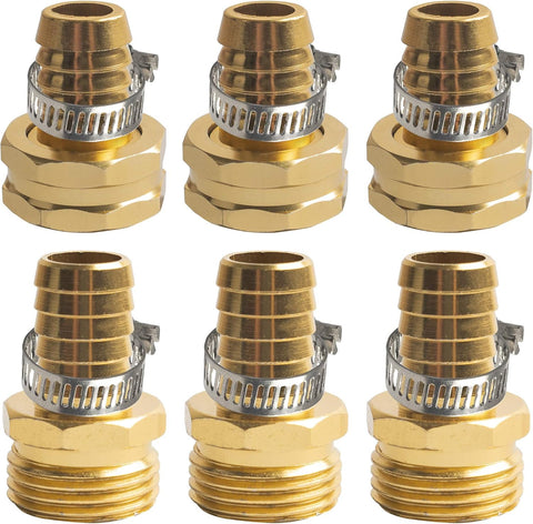 Hourleey Garden Hose Repair 1/2 Inch, Aluminum Mender Hose Connector Fitting with Clamp, Fit 1/2" Male & Female Hose Connector, 3 Sets