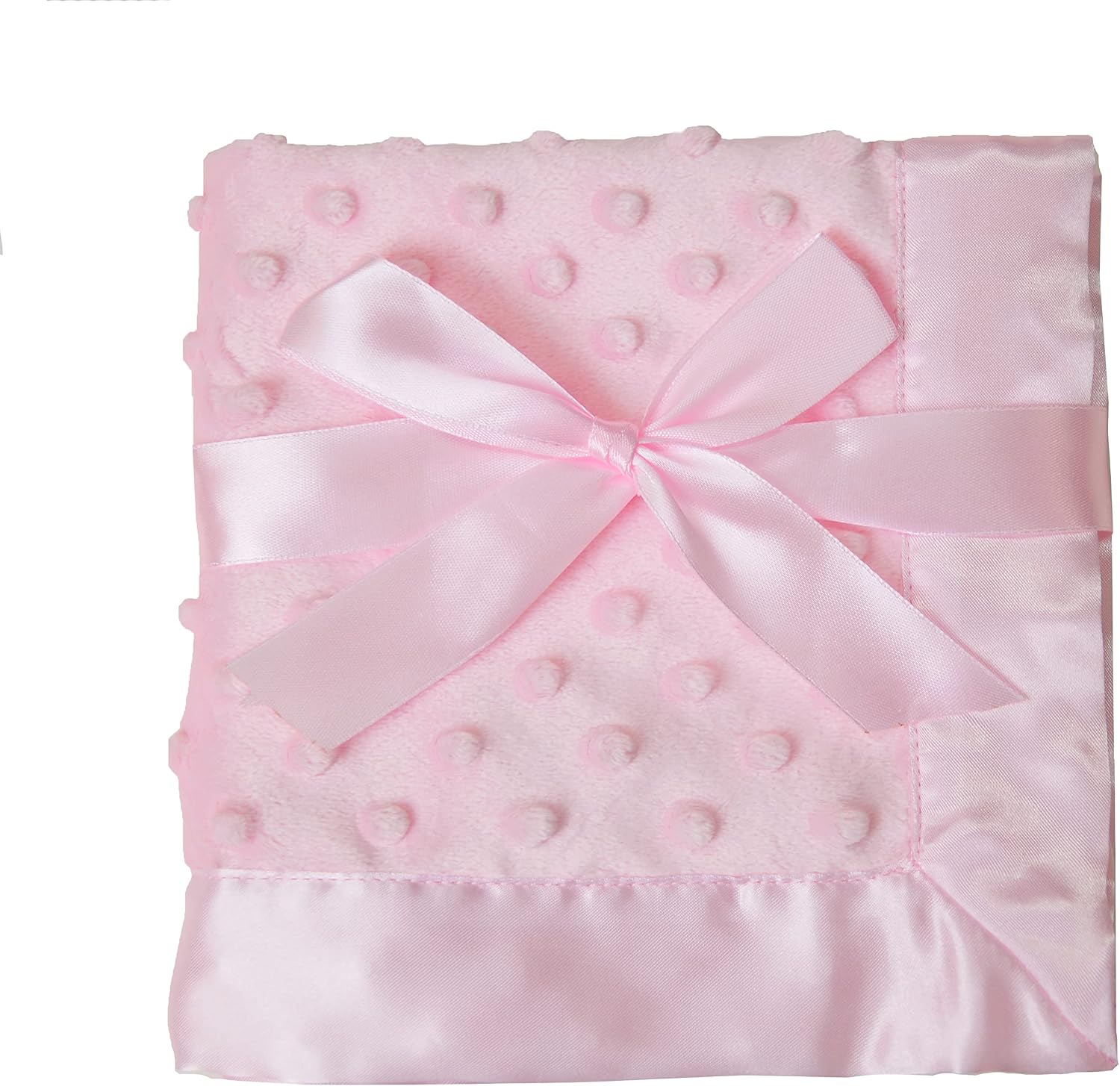American Baby Company Heavenly Soft Chenille Security Blanket (14" x 14"), 2-Layer Design with Minky Dot & Silky Satin, Pink, for Boys and Girls