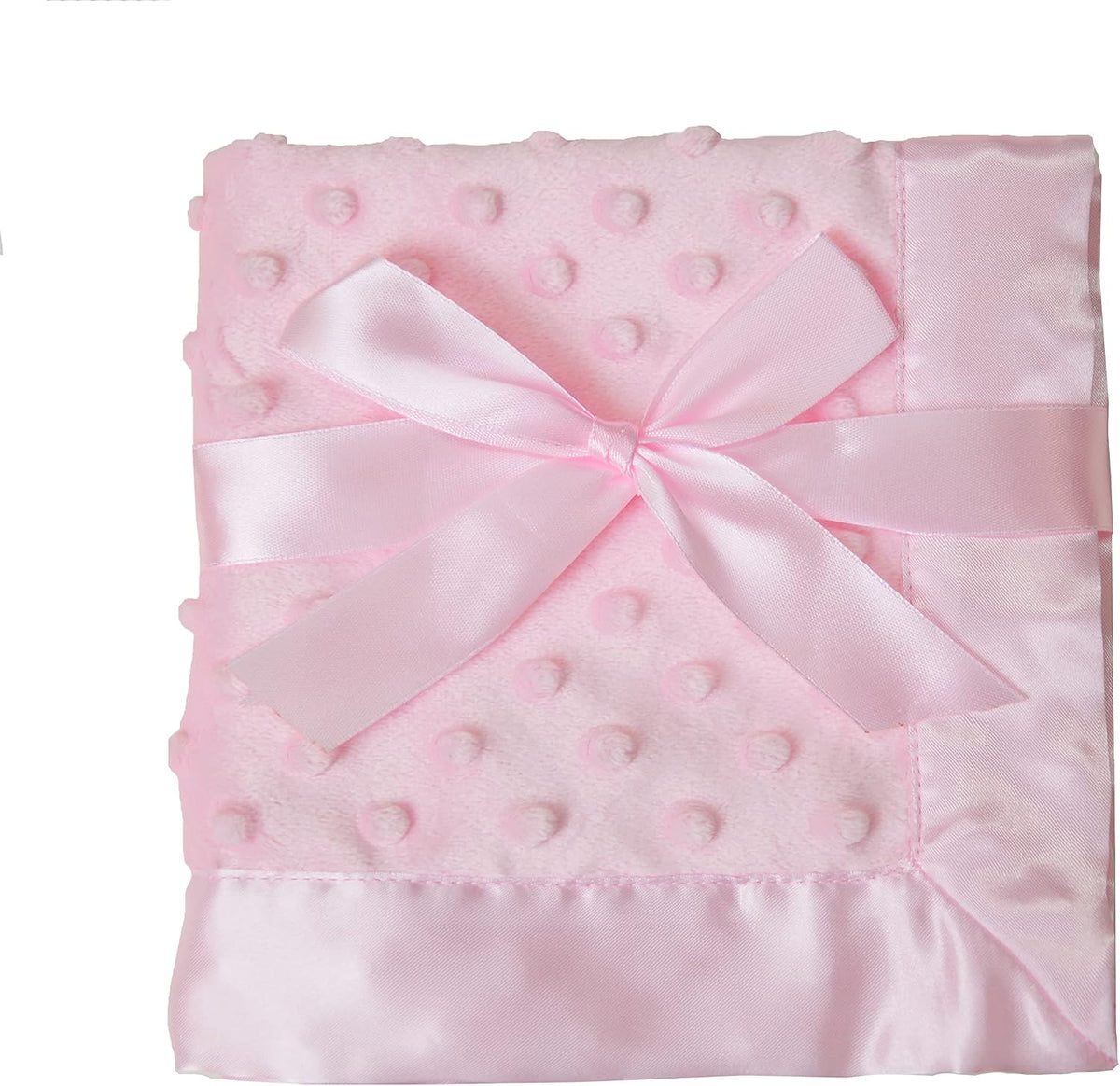 American Baby Company Heavenly Soft Chenille Security Blanket (14" x 14"), 2-Layer Design with Minky Dot & Silky Satin, Pink, for Boys and Girls