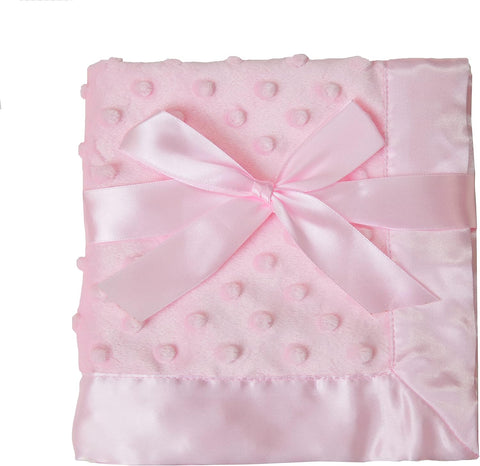 American Baby Company Heavenly Soft Chenille Security Blanket (14" x 14"), 2-Layer Design with Minky Dot & Silky Satin, Pink, for Boys and Girls