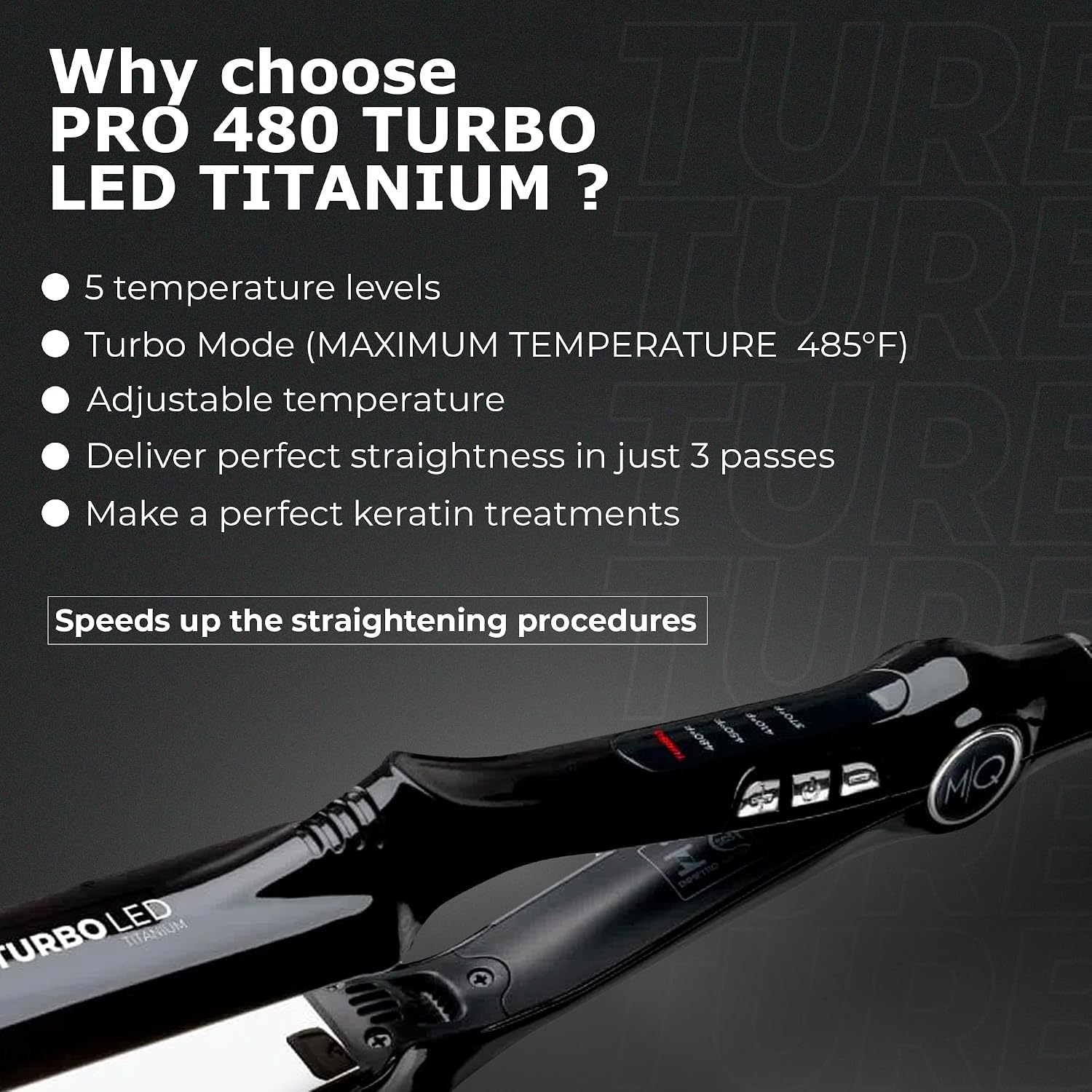 MQ Hair - Professional Titanium Flat Iron 480°F Turbo Bivolt Black