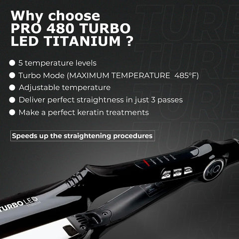 MQ Hair - Professional Titanium Flat Iron 480°F Turbo Bivolt Black