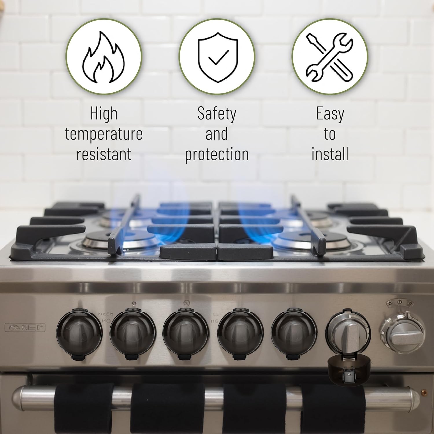 Bates- Stove Knob Safety Covers, 5 Pack Black Universal Size