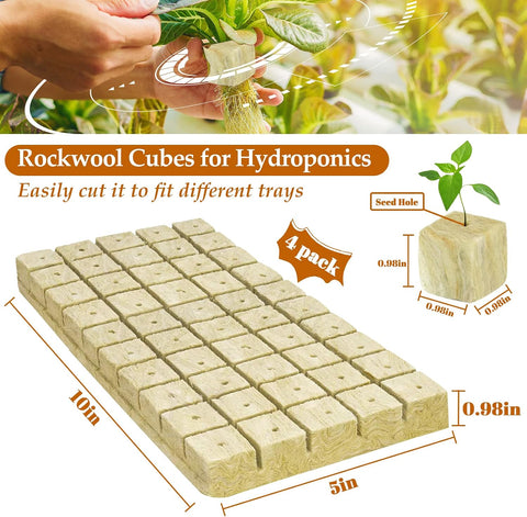 Legigo 1 Inch Rockwool Cubes Seed Starter Plugs for Hydroponics, 200 Plugs