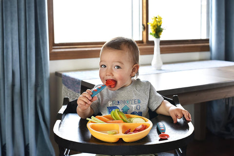 PandaEar 3 Pack Toddler Plates, Silicone Divided Suction Plate for Babies, BPA-Free 100% Food-Grade Silicone Unbreakable Baby Plate (Blue/Green/Yellow)