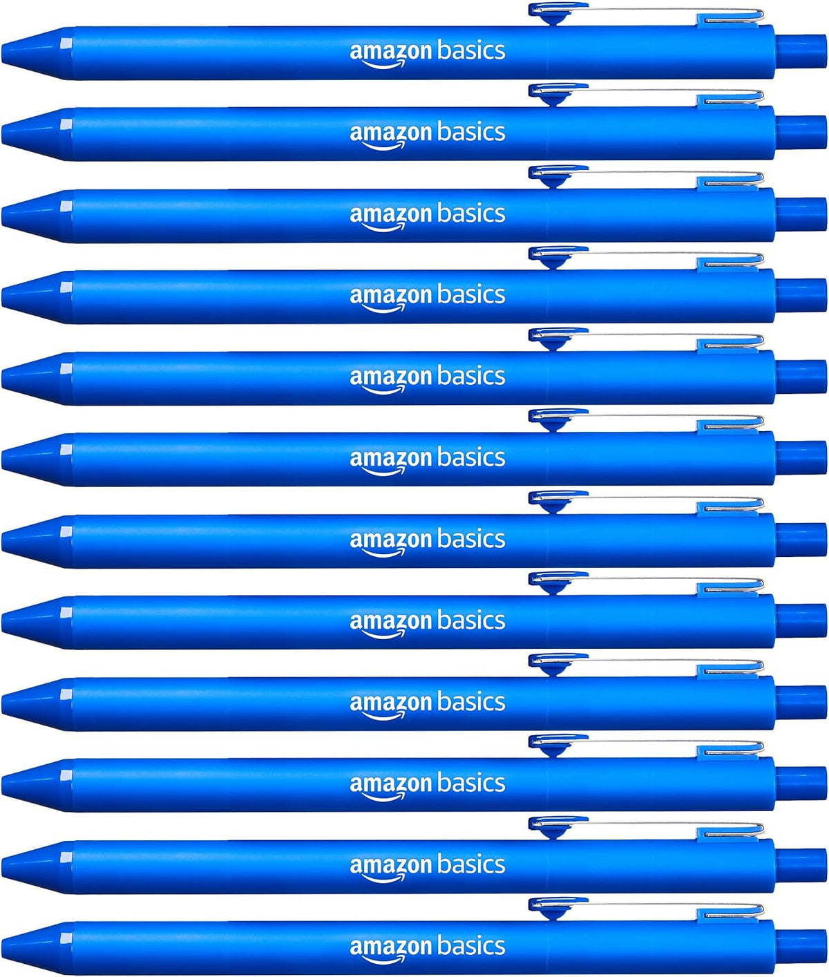 Amazon Basics Retractable Ballpoint Pens with Comfortable Grip for Smooth Writing, Blue Ink, Office and School Supplies, 12-Pack