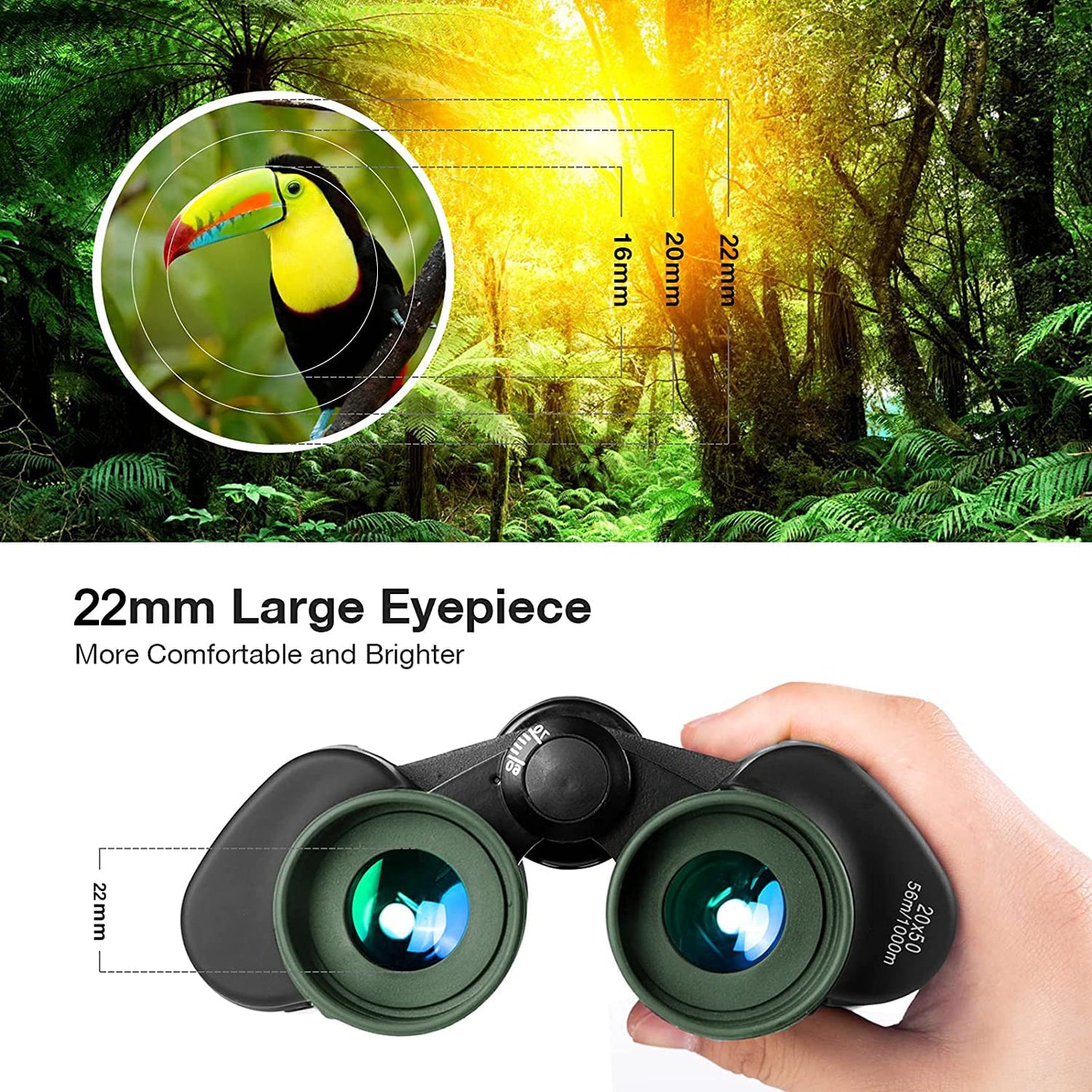 20x50 Binoculars for Adults and Kids,High Power Military Low Light Night Vision Binoculars,Waterproof HD Professional/Compact Binoculars,Telescope for Adults Bird Watching Travel Hunting Stargazing