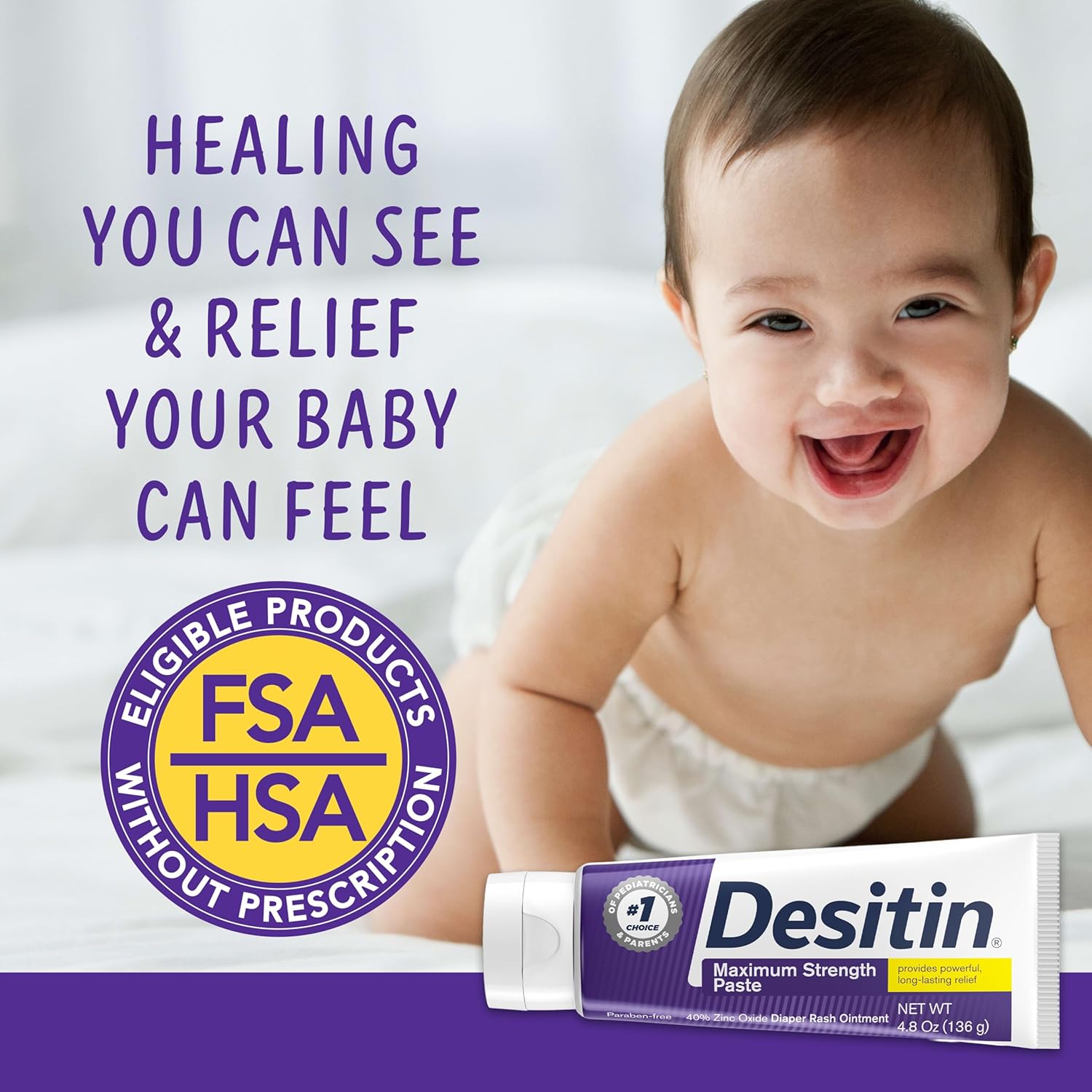 Desitin Maximum Strength Diaper Rash Paste, 40% Zinc Oxide, 4.8 oz