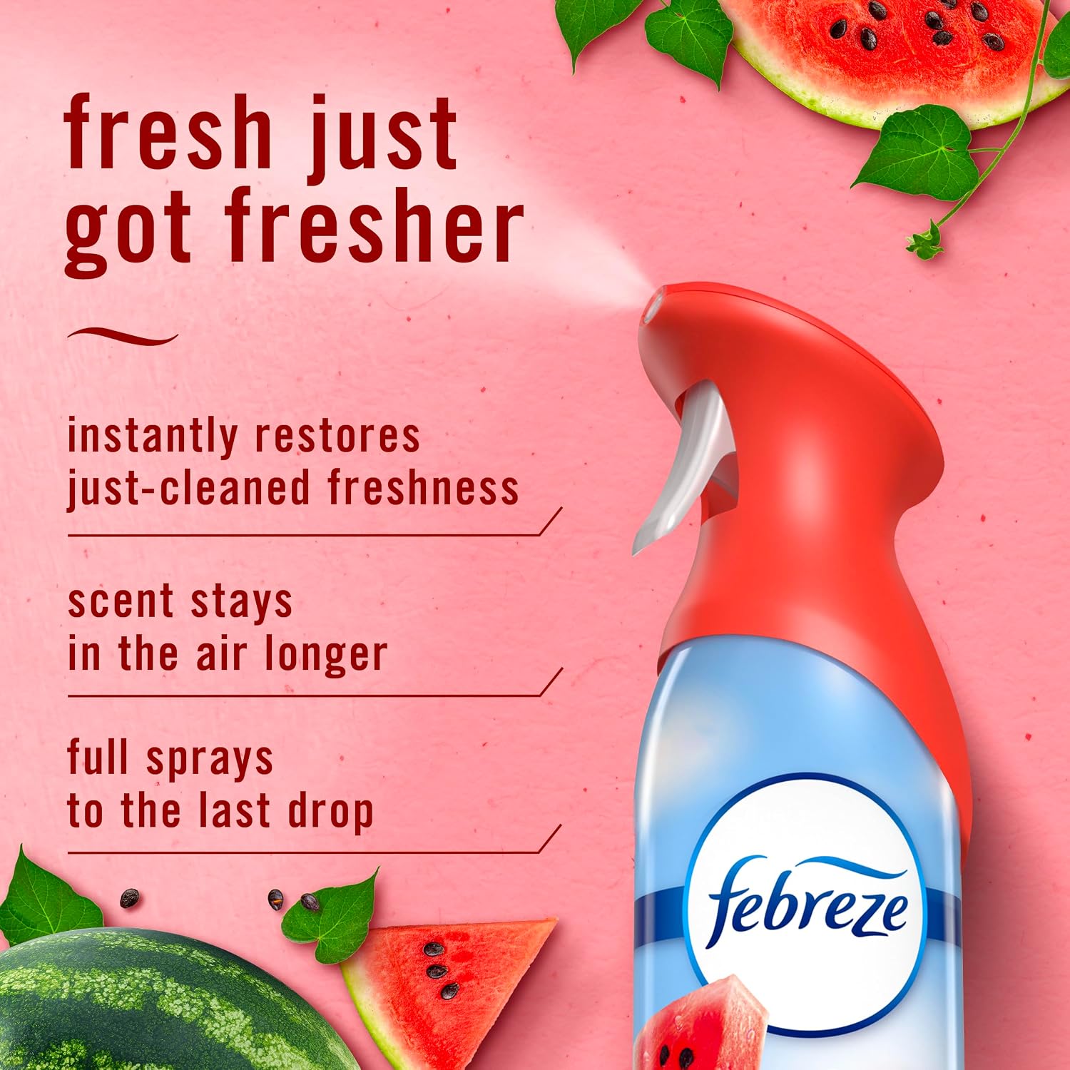 Febreze Air Mist, Air Freshener Spray, Odor Fighting Room Spray, Deodorizer for Home Bathroom Kitchen Office Apartment Dorm Room Classroom, Watermelon Scent, 8.1oz (Pack of 2)