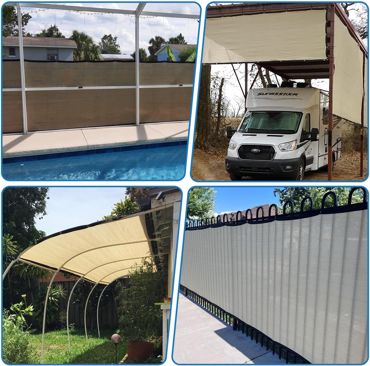 TANG 6' x 50' Privacy Fence Screen Blue Shade Cloth with Grommets, Chain Link Fence Panels Outdoor Mesh Fabric Fencing, Balcony Windscreen Cover,Temporary Garden Fencing for Yard Deck Pool