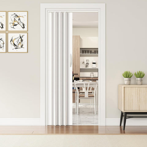 32" x 80" Premium Foldable Accordion Doors,Heavy Duty,White Oak