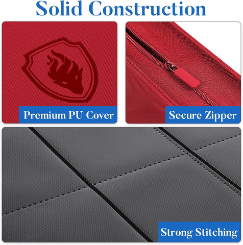 Premium Zip Card Binder, Fabmaker 9 Pocket Trading Card Binder PU Cover