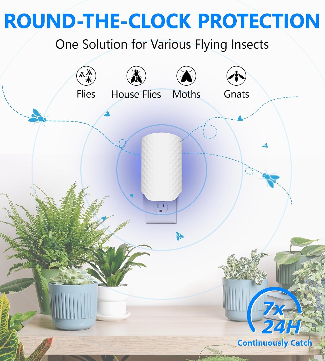 WOWCATCH Flying Insect Trap for Indoors, Plug-in Bug Catcher, 2+10 Combo