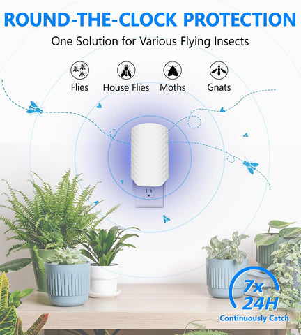 WOWCATCH Flying Insect Trap for Indoors, Plug-in Bug Catcher, 2+10 Combo
