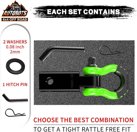 AUTOBOTS Tow Hitch Receiver 2" Shackle Hitch Receiver Green