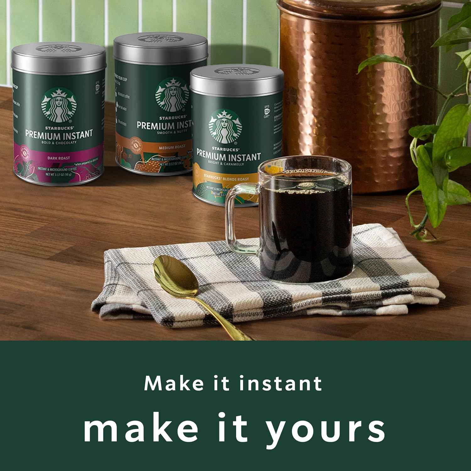 Starbucks Premium Instant Coffee Dark Roast, 3 Tins 3.17 oz | 100% Arabica premium instant and microground coffee; Dark Roast; 3 tins, 3.17 oz each