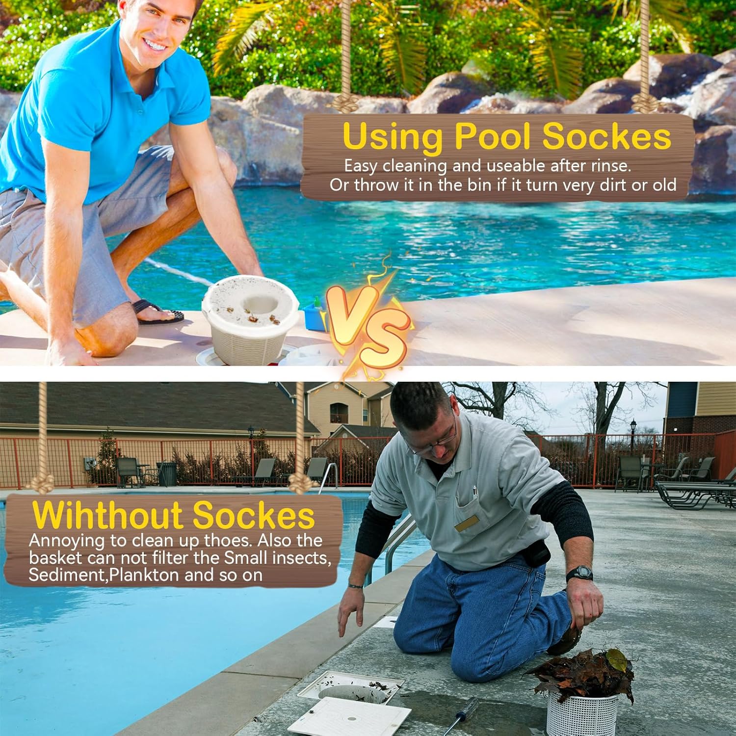 50 Pack Pool Filter Skimmer Socks - Pool Socks for Skimmer Basket