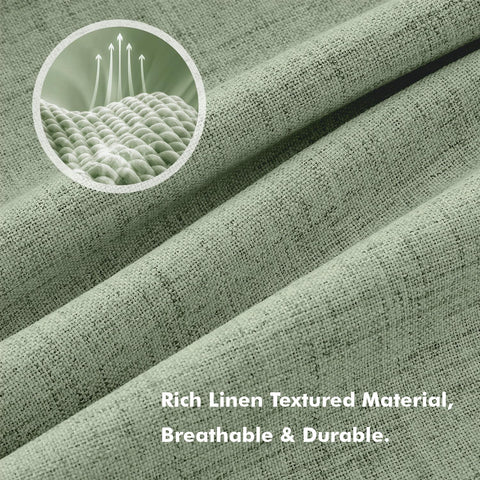 MIULEE 100% Blackout Linen Curtains 42 x 90 Inch Sage Green 2 Panels