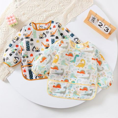 3 Pcs Waterproof Long Sleeves Baby Bibs Weaning Smock Bib 3-24 Months