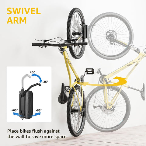 monTEK Swivel Bike Wall Mount, Bike Hangers for Garage, 4 Pack