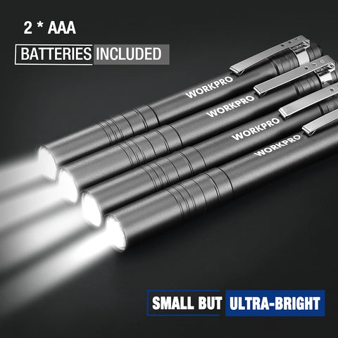 WORKPRO LED Pen Light, Aluminum Pen Flashlight, Pocket Flashlight with Clip